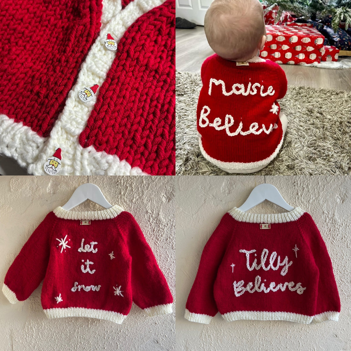 Personalised Kids Christmas Cardigan – Handmade