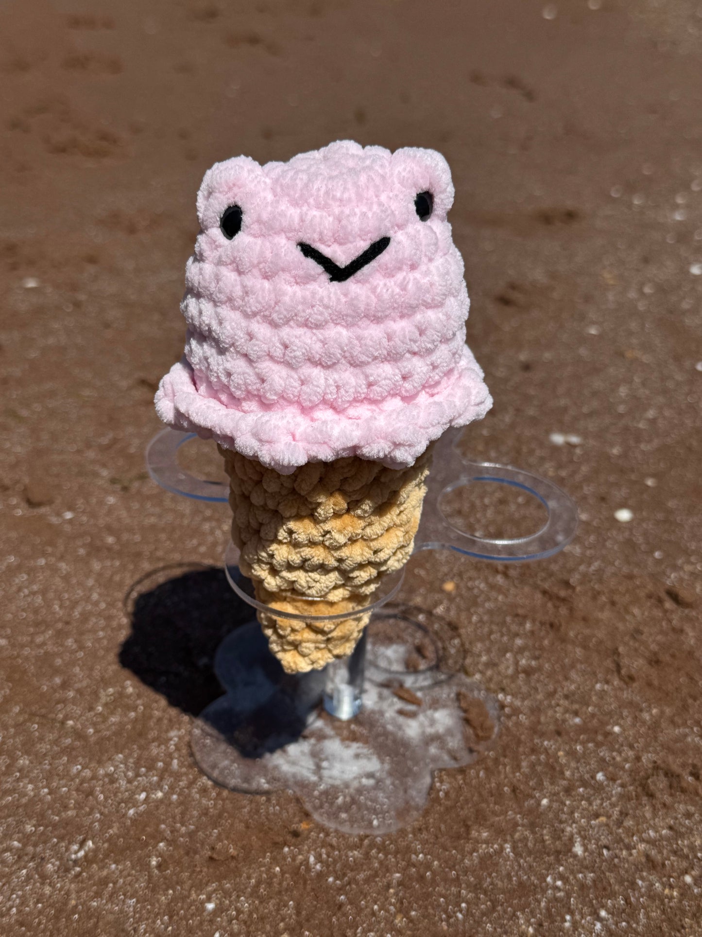 Handmade Frog Ice Cream Plushies – UKCA Tested Soft Toy Cones in Pastel Colours
