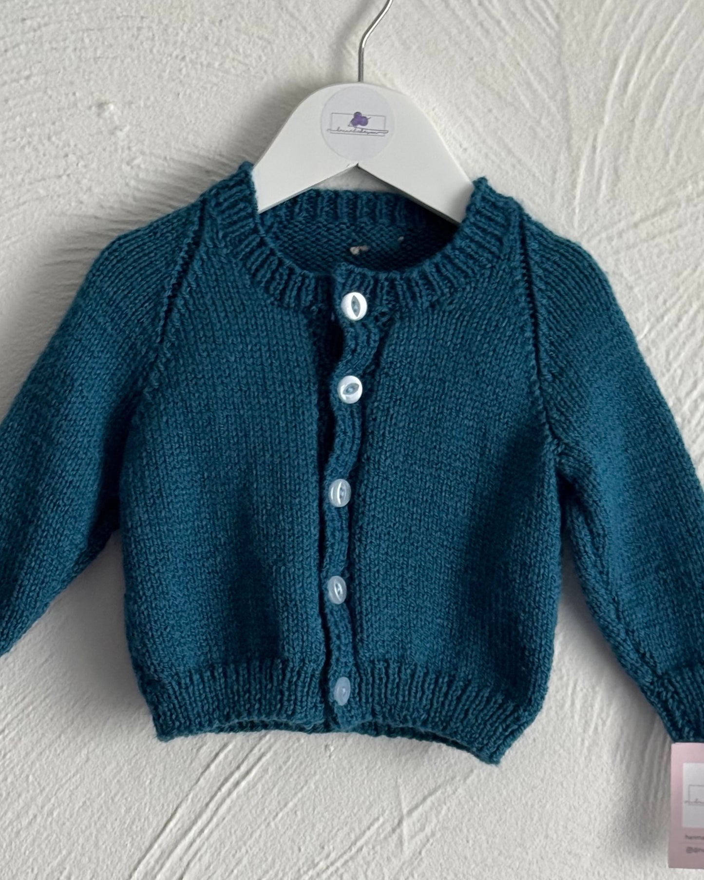 Handmade Baby Cardigan (6-12 Months) – Soft Knit Jumper, 20" Chest - Bestie