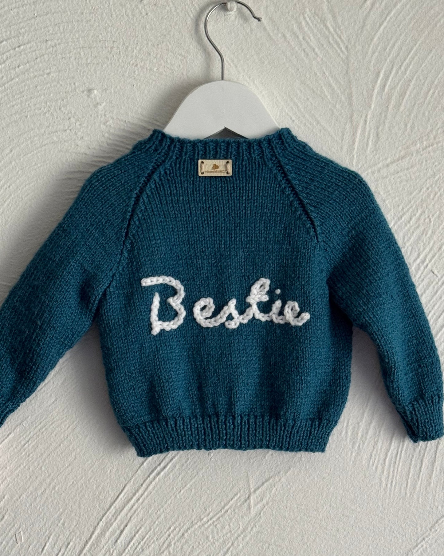 Handmade Baby Cardigan (6-12 Months) – Soft Knit Jumper, 20" Chest - Bestie