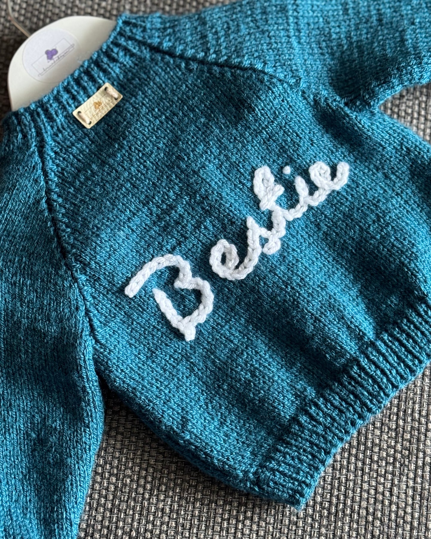 Handmade Baby Cardigan (6-12 Months) – Soft Knit Jumper, 20" Chest - Bestie