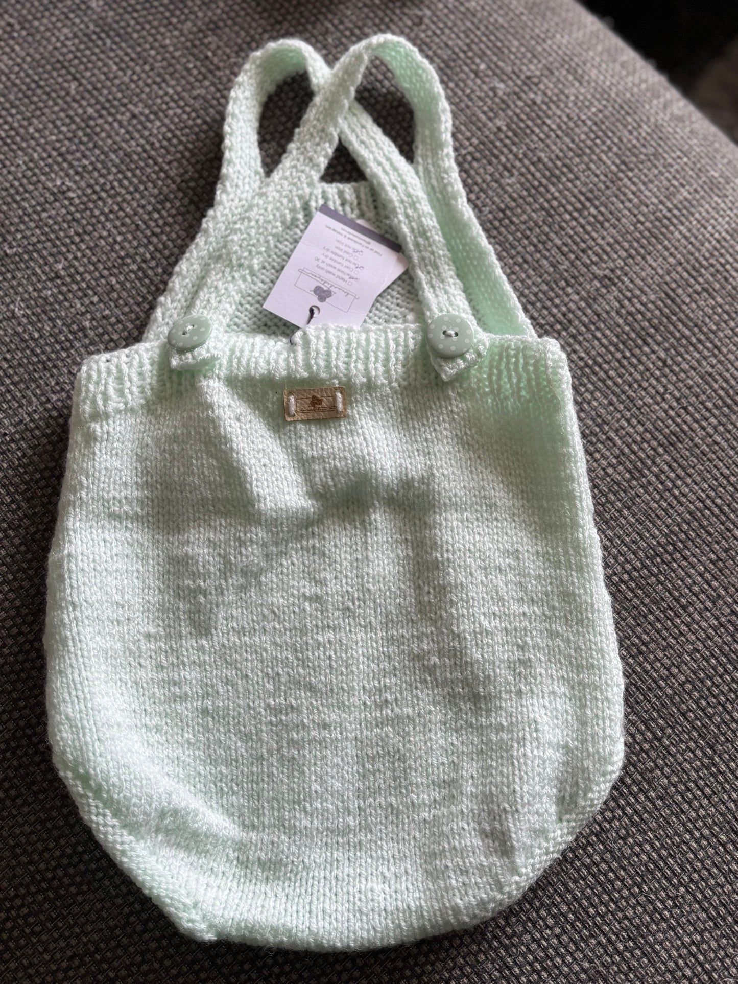 Handmade Green Knitted Baby Romper – First Birthday Outfit (12M+) | Cake Smash & Photoshoot Ready