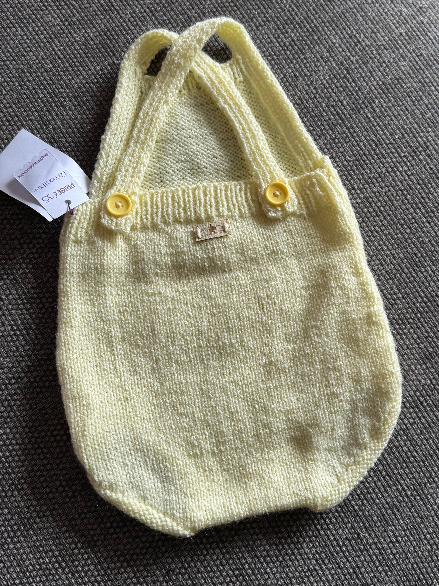 Handmade Yellow Knitted Baby Romper – First Birthday Outfit (12M+) | Cake Smash & Photoshoot Ready
