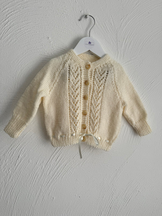 Handknit Children’s Cardigan - Soft and Cosy Knitwear - Cream 1-2 years