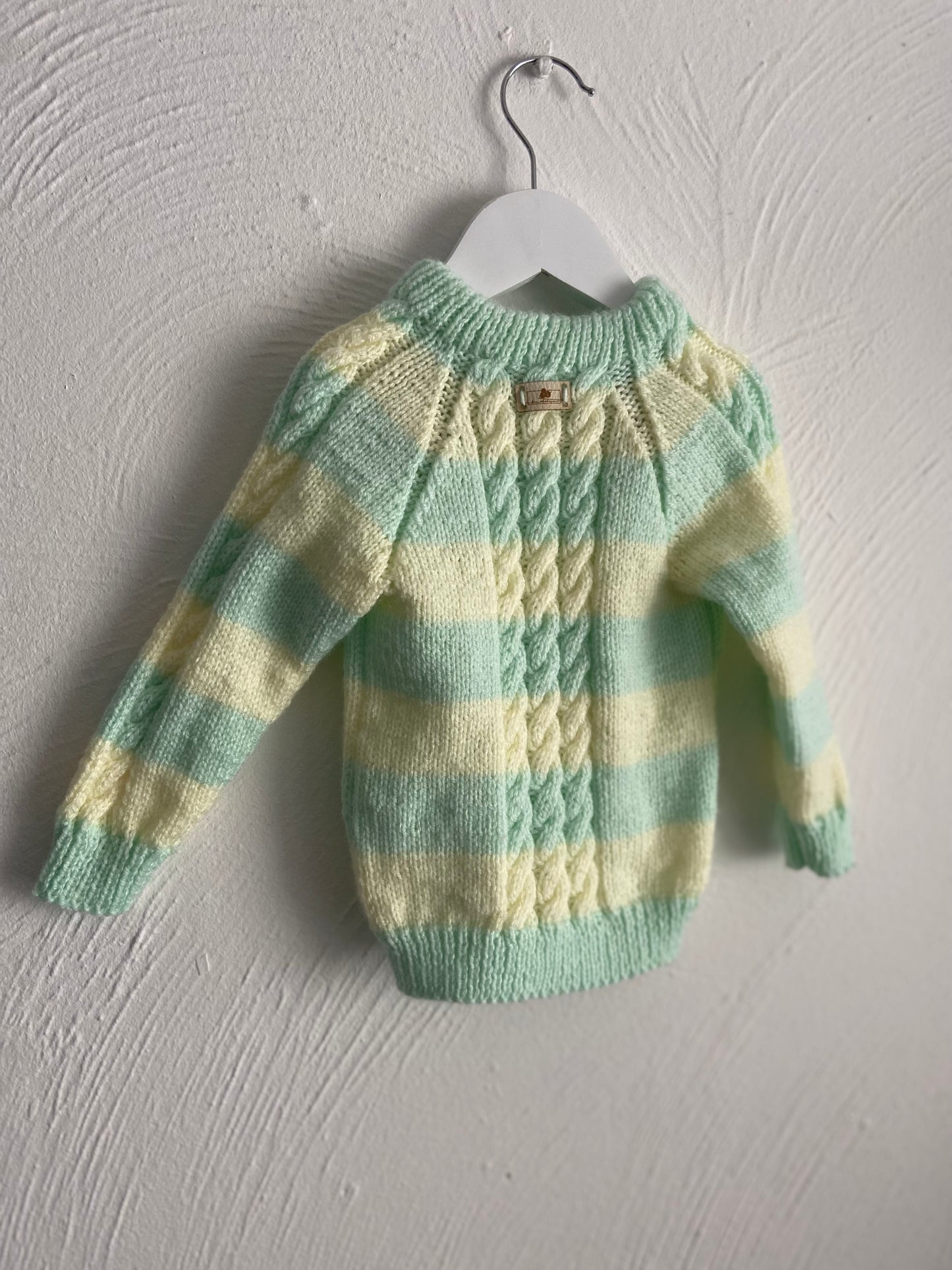 Green and Yellow Pastel Baby Cardigan with Option for  Custom Embroidery - Soft and Adorable - 1-2 years