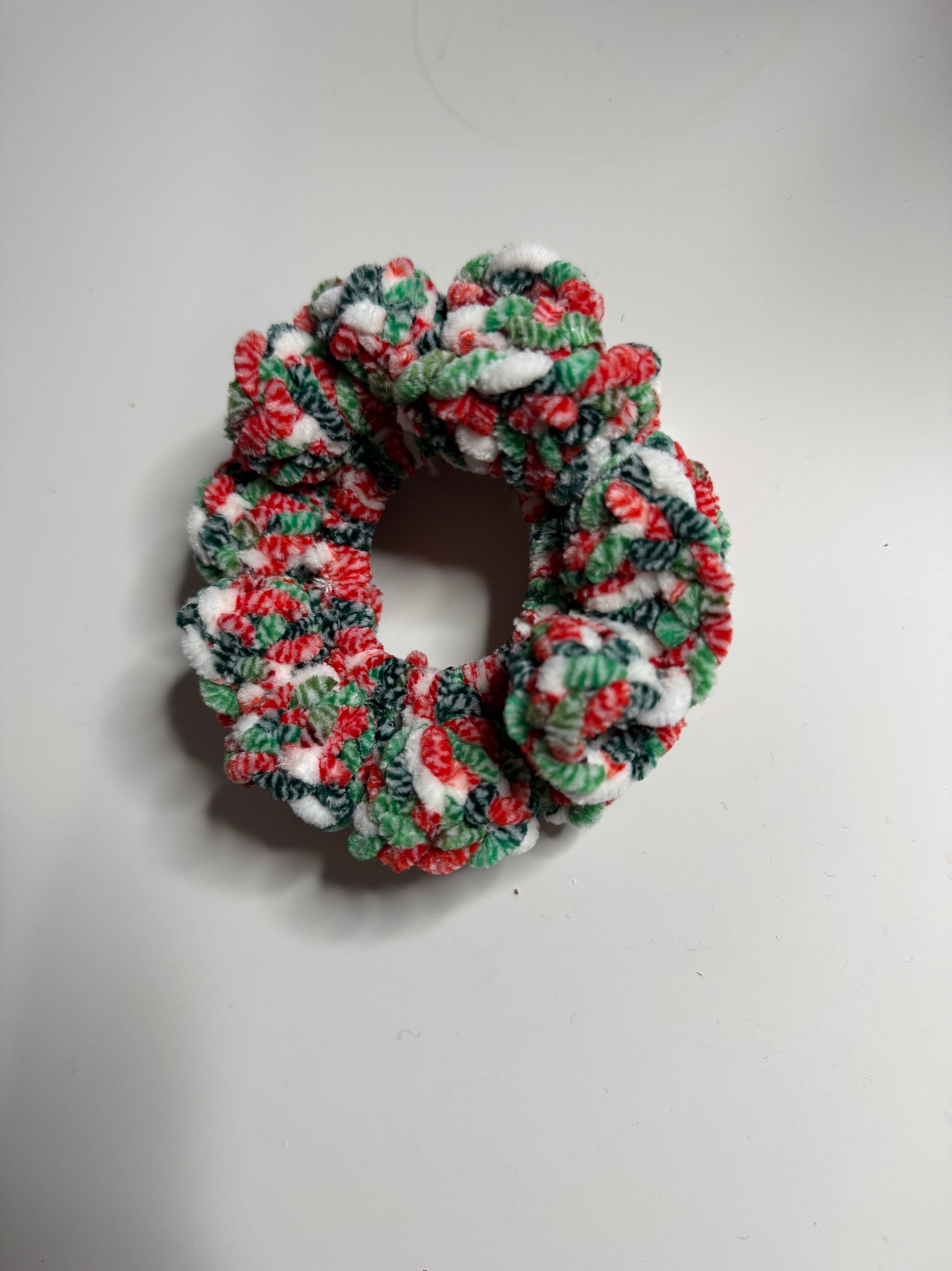 Festive Crochet Christmas Scrunchie – Handmade Holiday Hair Accessory