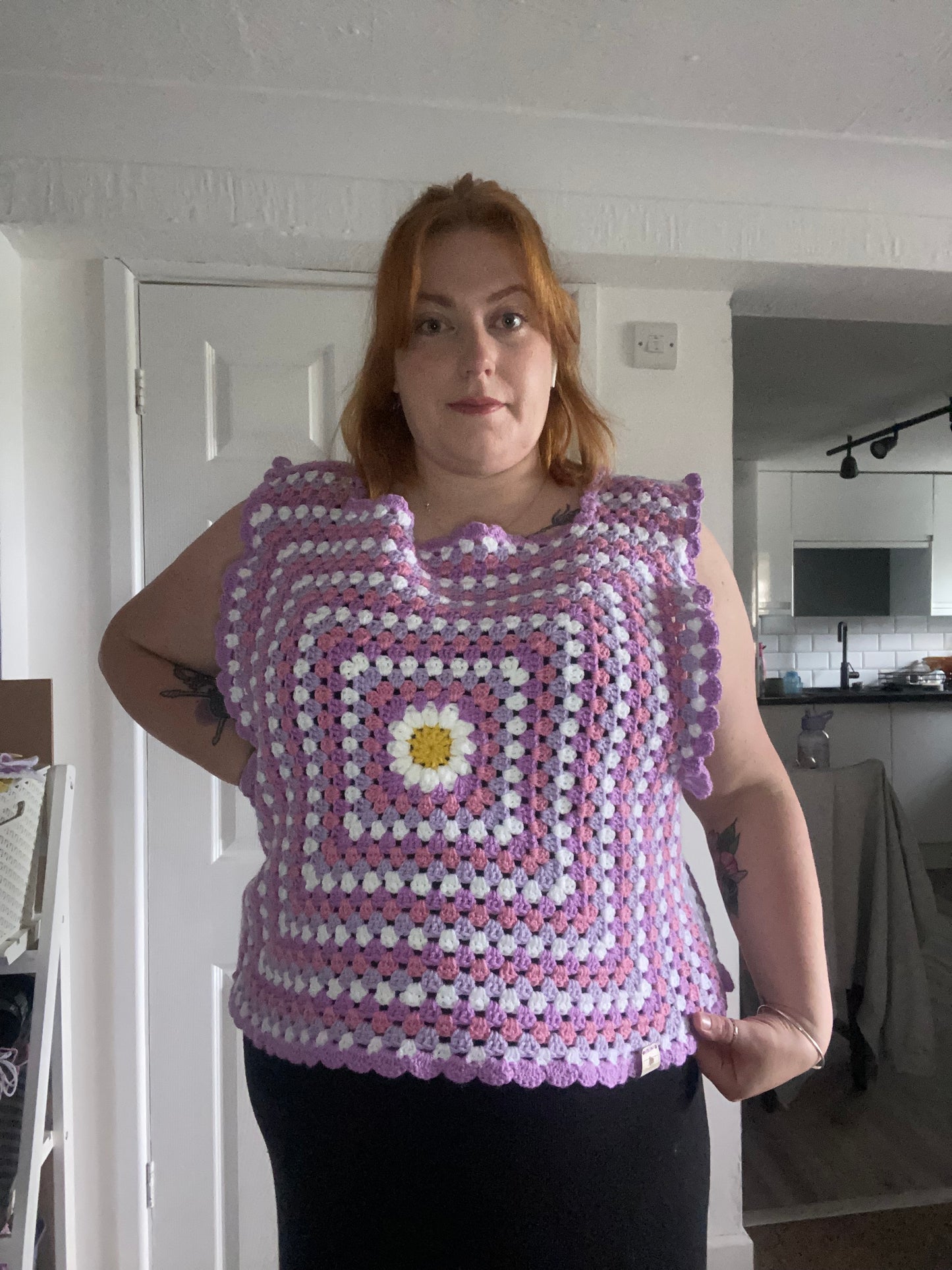 Daisy Granny Square Vest Top - Size UK 20-22