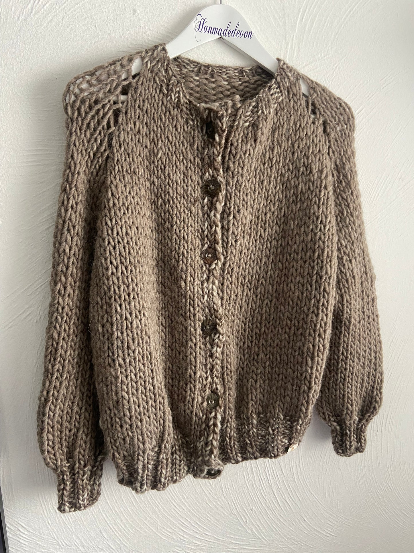 Handmade Soft Merino Wool Chunky Knit Cardigan - Cozy, Stylish, and Warm - Size Small (UK Size 8-12)