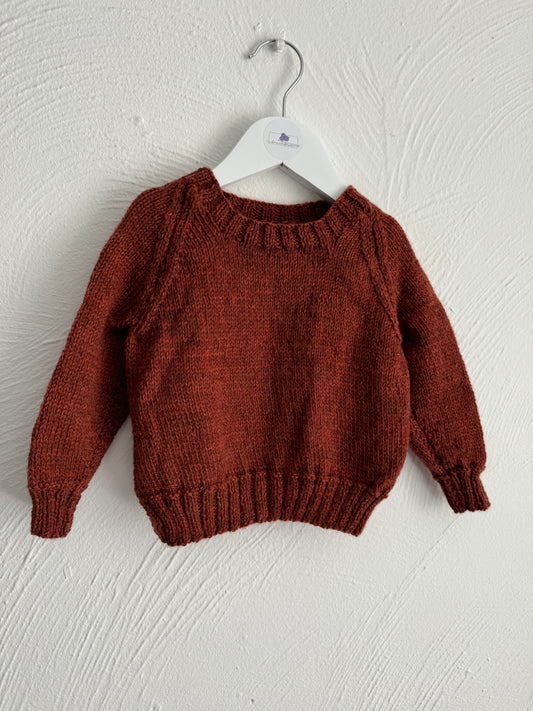 Handknit Children’s Jumper - Soft and Cosy Knitwear - Burnt Orange 1-2 years