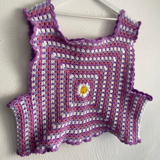 Daisy Granny Square Vest Top - Size UK 20-22