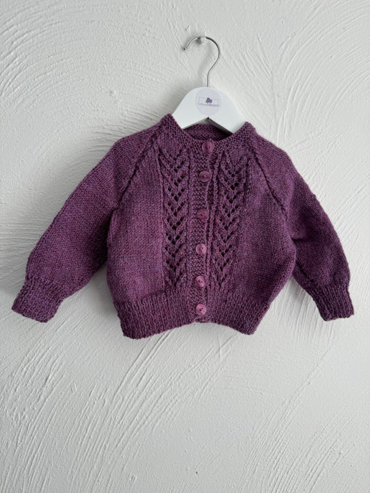 Handknit Children’s Cardigan - Soft and Cosy Knitwear - Purple 1-2 years