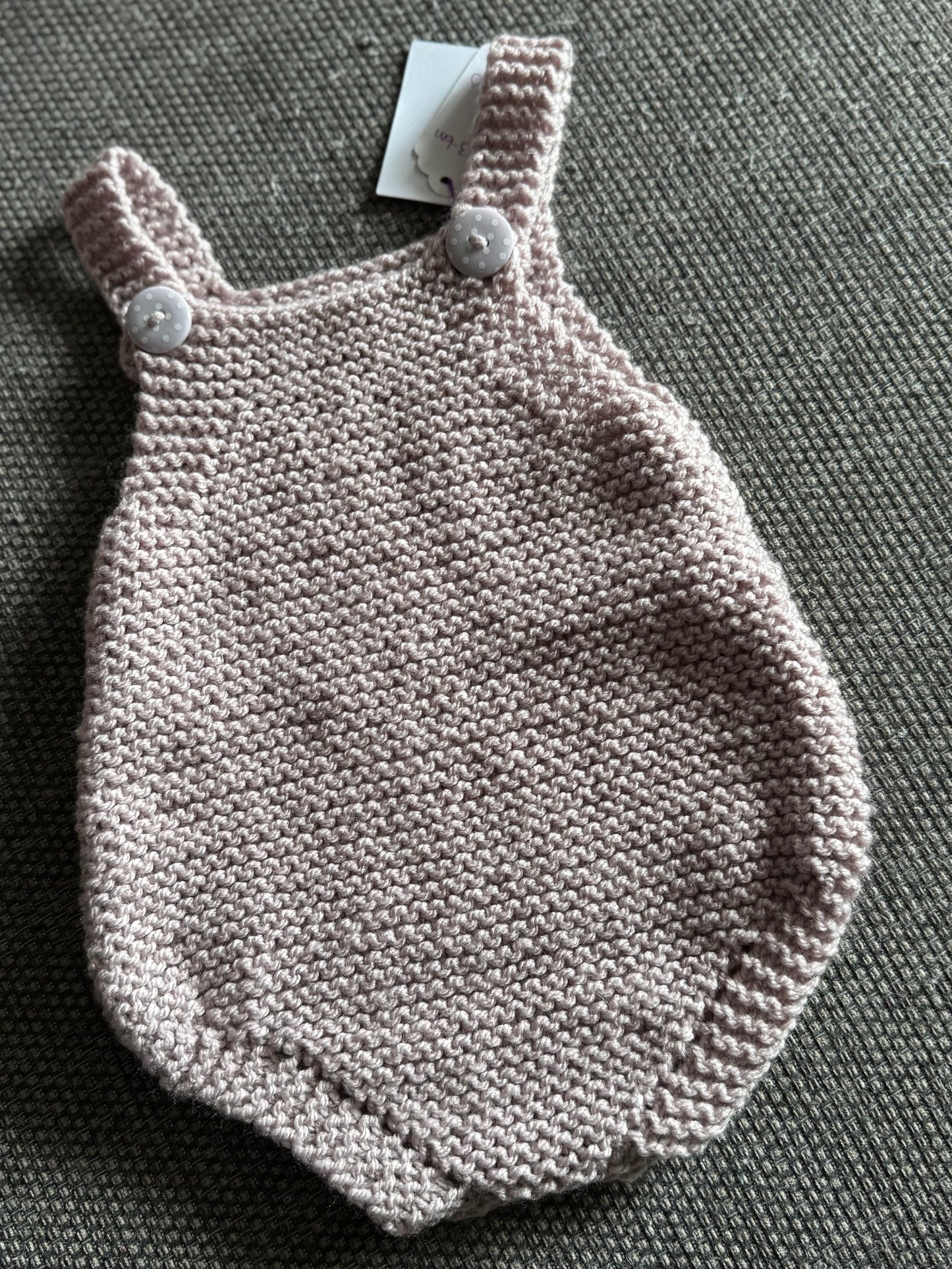 Personalised Knitted Baby Romper – Custom Keepsake (3-6M) | Handmade Milestone Outfit