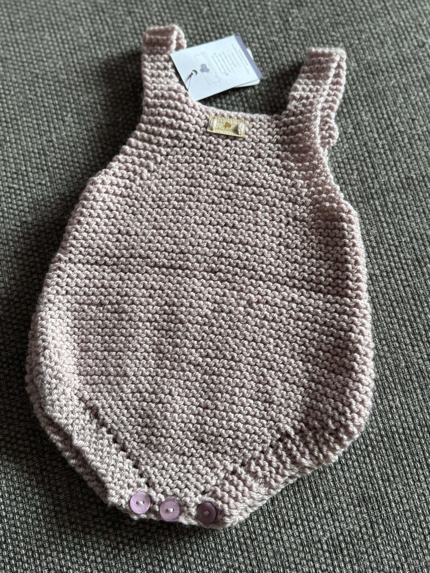 Personalised Knitted Baby Romper – Custom Keepsake (3-6M) | Handmade Milestone Outfit