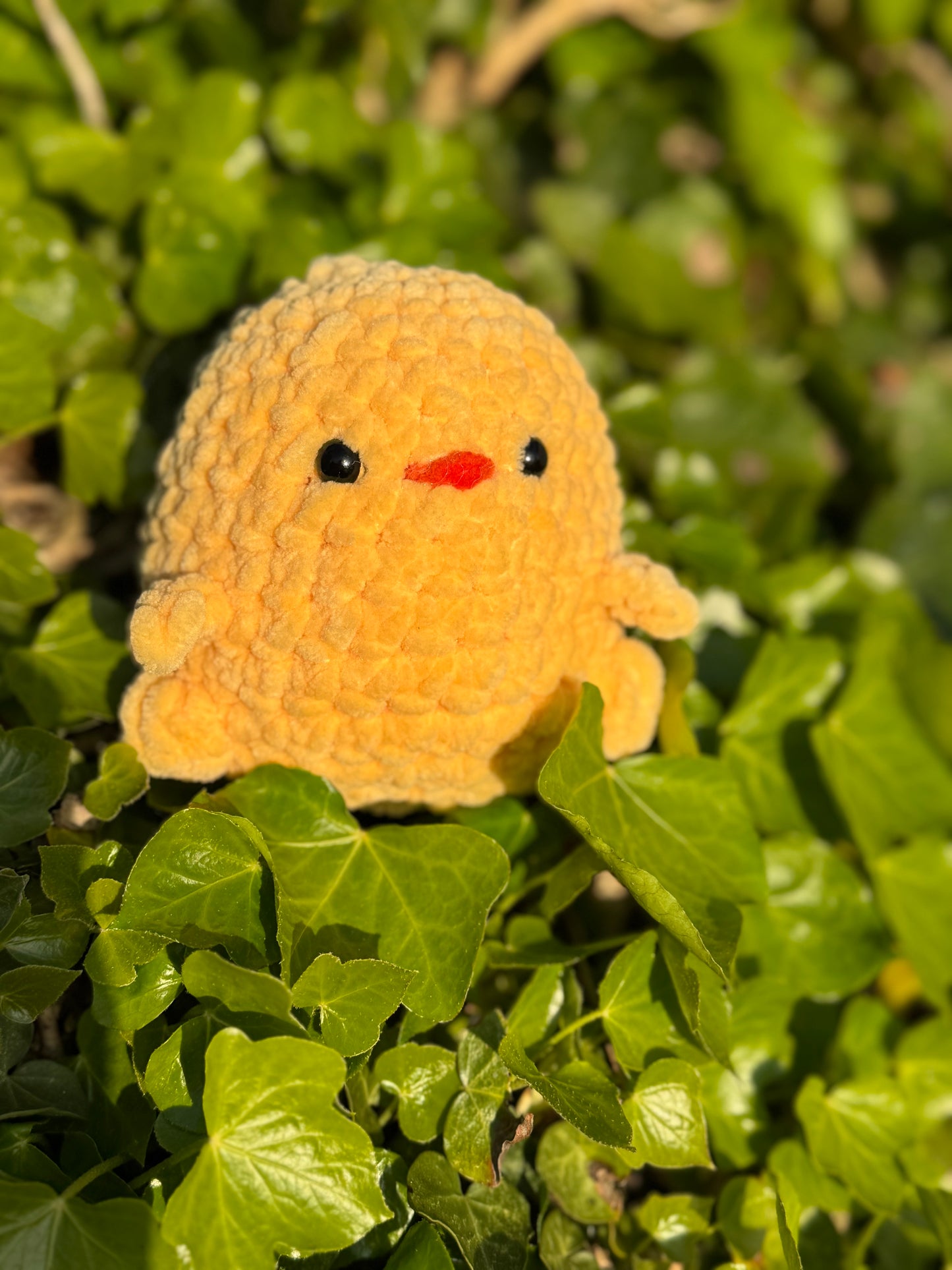 Soft Handmade Chick Plush – Chenille Yarn Chick with Optional Egg Hat